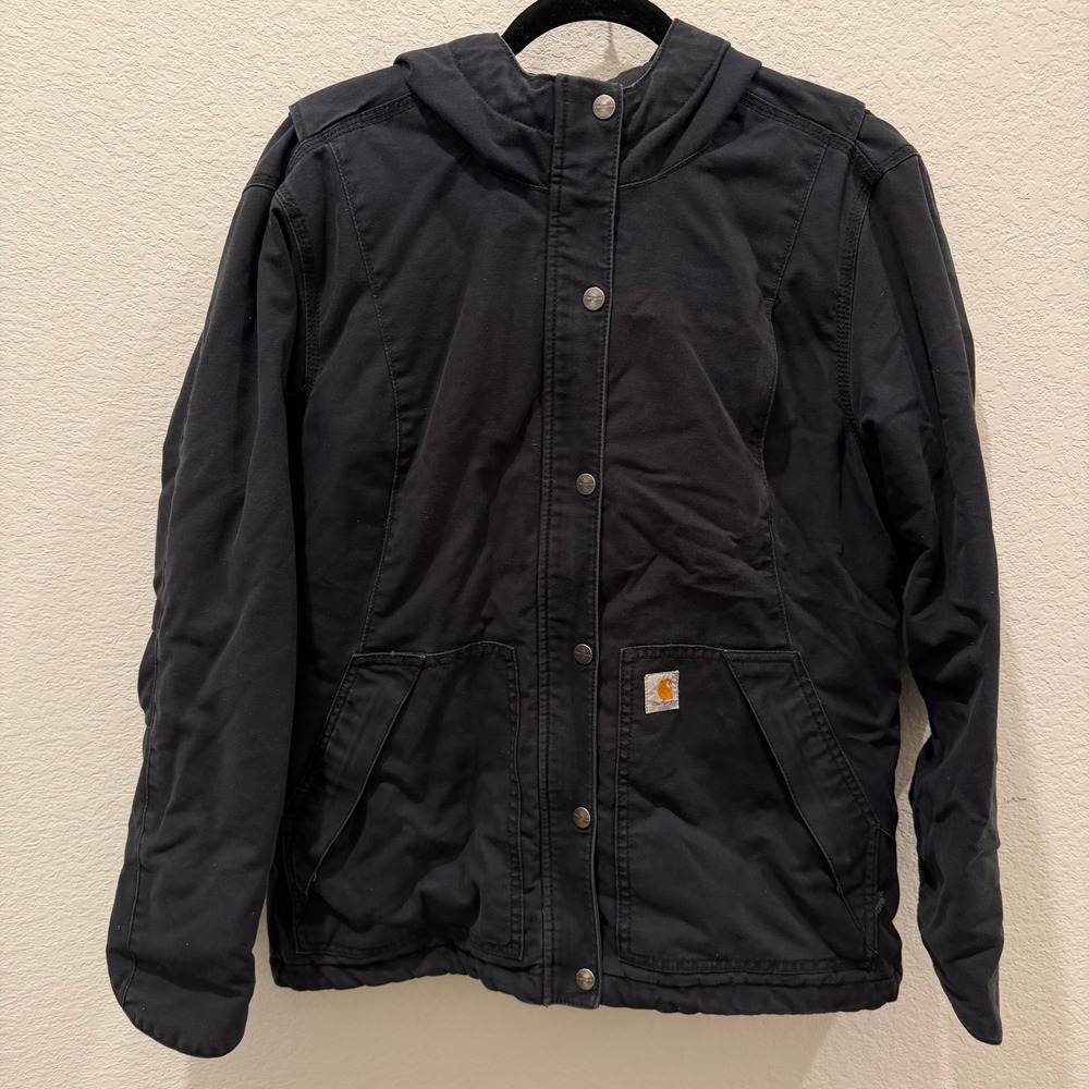Carhartt Full Swing Cryder Hooded Jacket Black Girls Large 12/14 WJ132
